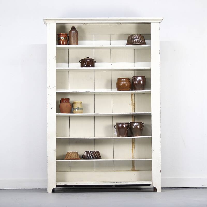 Large Painted Rustic Farmhouse Country Shelving Unit Cabinet
