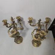Pair of Louis XV style bronze candlesticks from the 19th century.