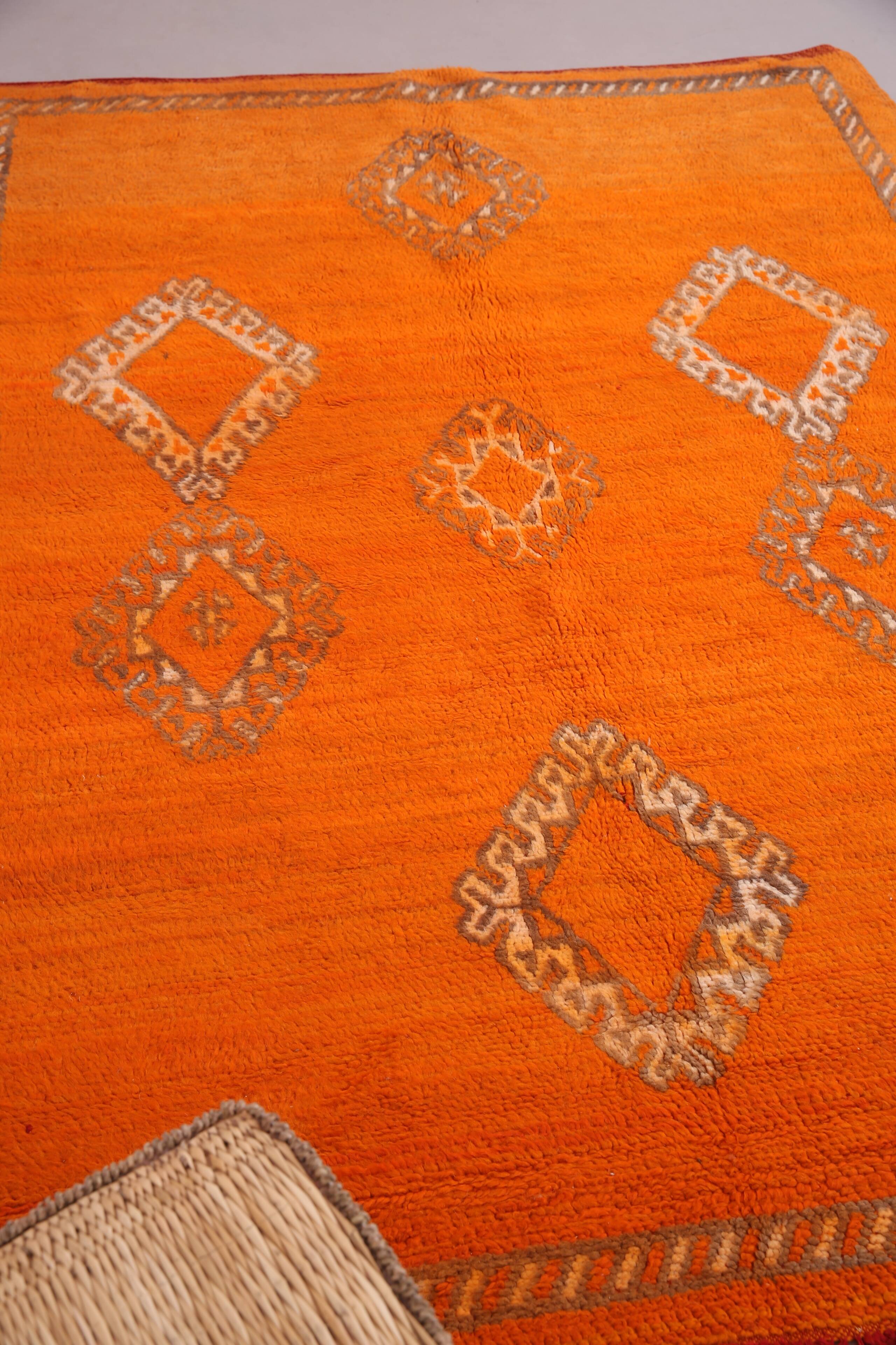 Orange Vintage Moroccan Rug 162 x 232 cm - Berber Wool Rug - Handmade Rug