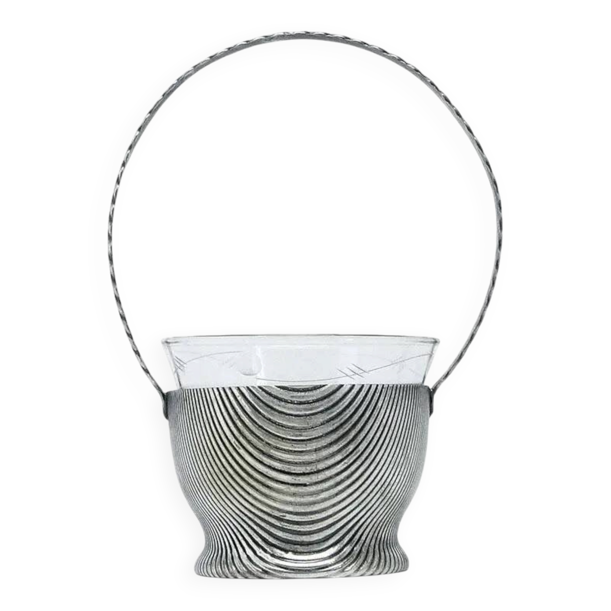 Art Deco sugar bowl, silver-plated brass, Szandrik, Hungary, 1930s