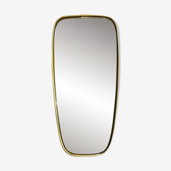 Miroir retroviseur contour laiton et liseré noir - 81x38cm