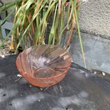 Set of 4 pink and twisted glass cups rosaline vereco France vintage 1960/70