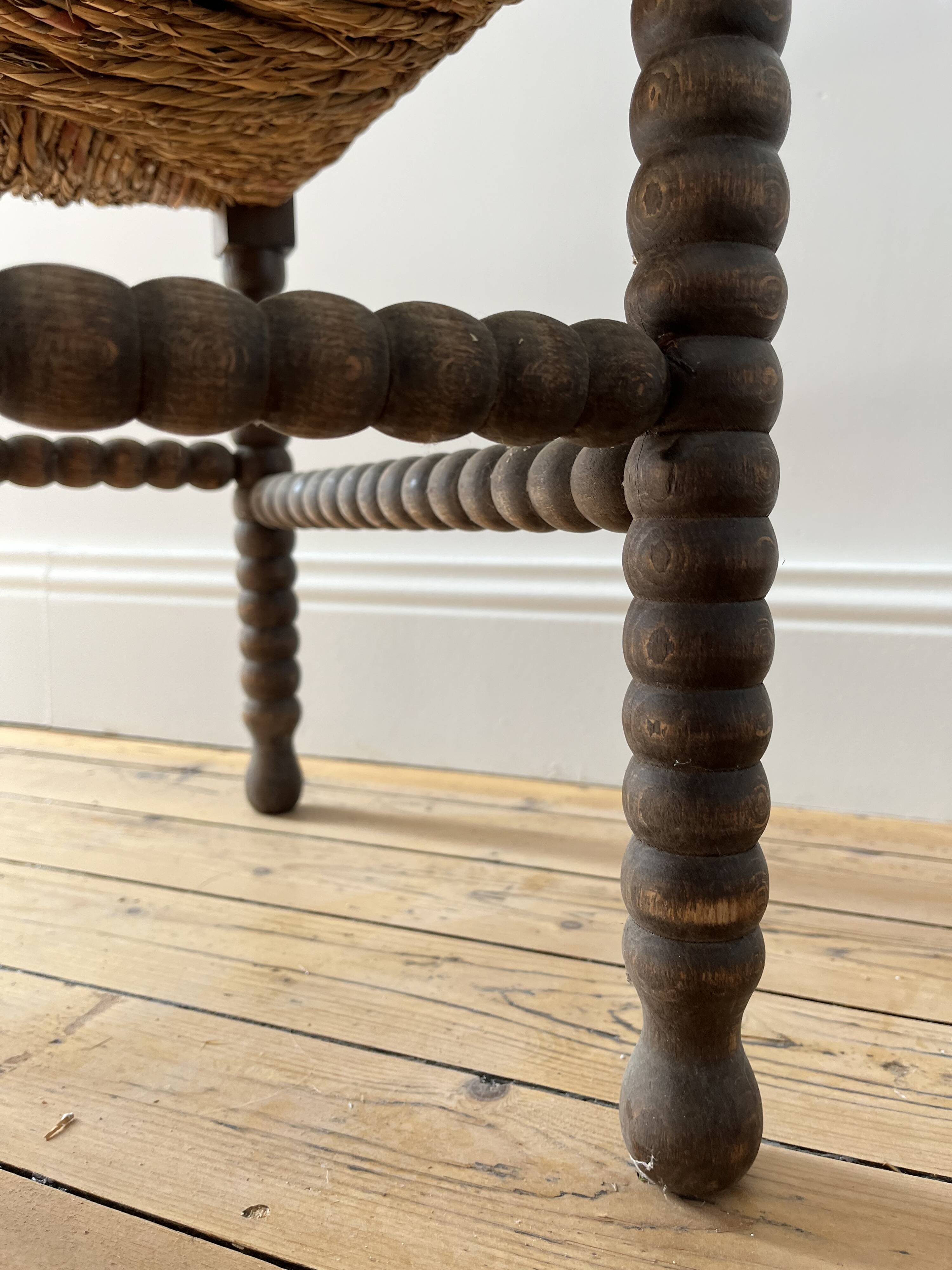 Turned wood corner chair