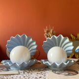 Rare pair of vintage shell lamps