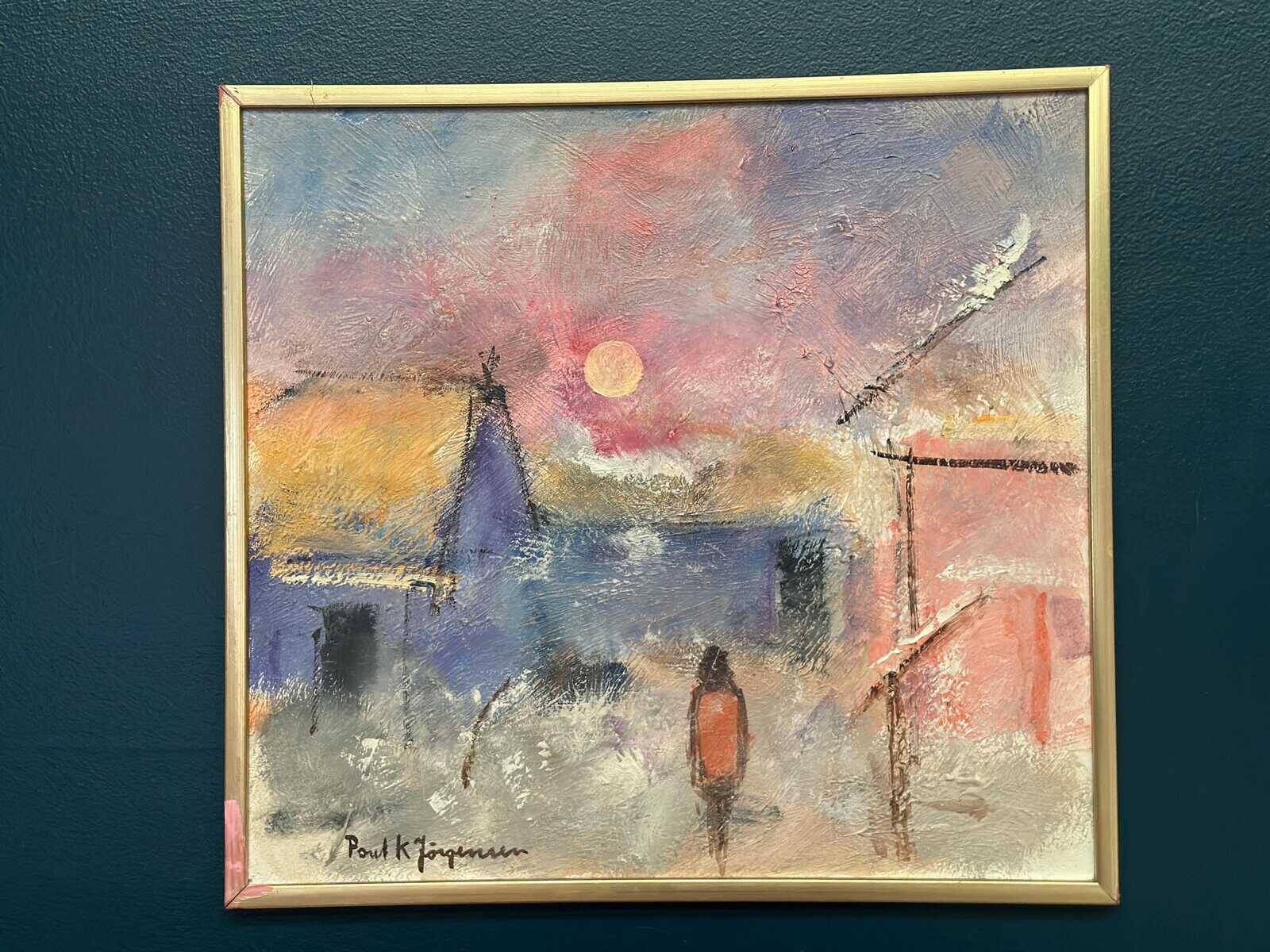 Original Swedish Oil on Panel – “Figure in Landscape” by Poul K. Jörgensen