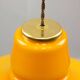 Mid-Century Italian Yellow Glass and Brass Pendant Lamp