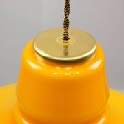 Mid-Century Italian Yellow Glass and Brass Pendant Lamp