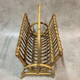 Mid-century magazine holder in rattan France 1960s
