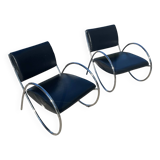 2 Fauteuils Design en métal chromé, 1980