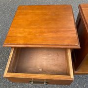 2 marine bedside tables in solid wood stained honey 1990