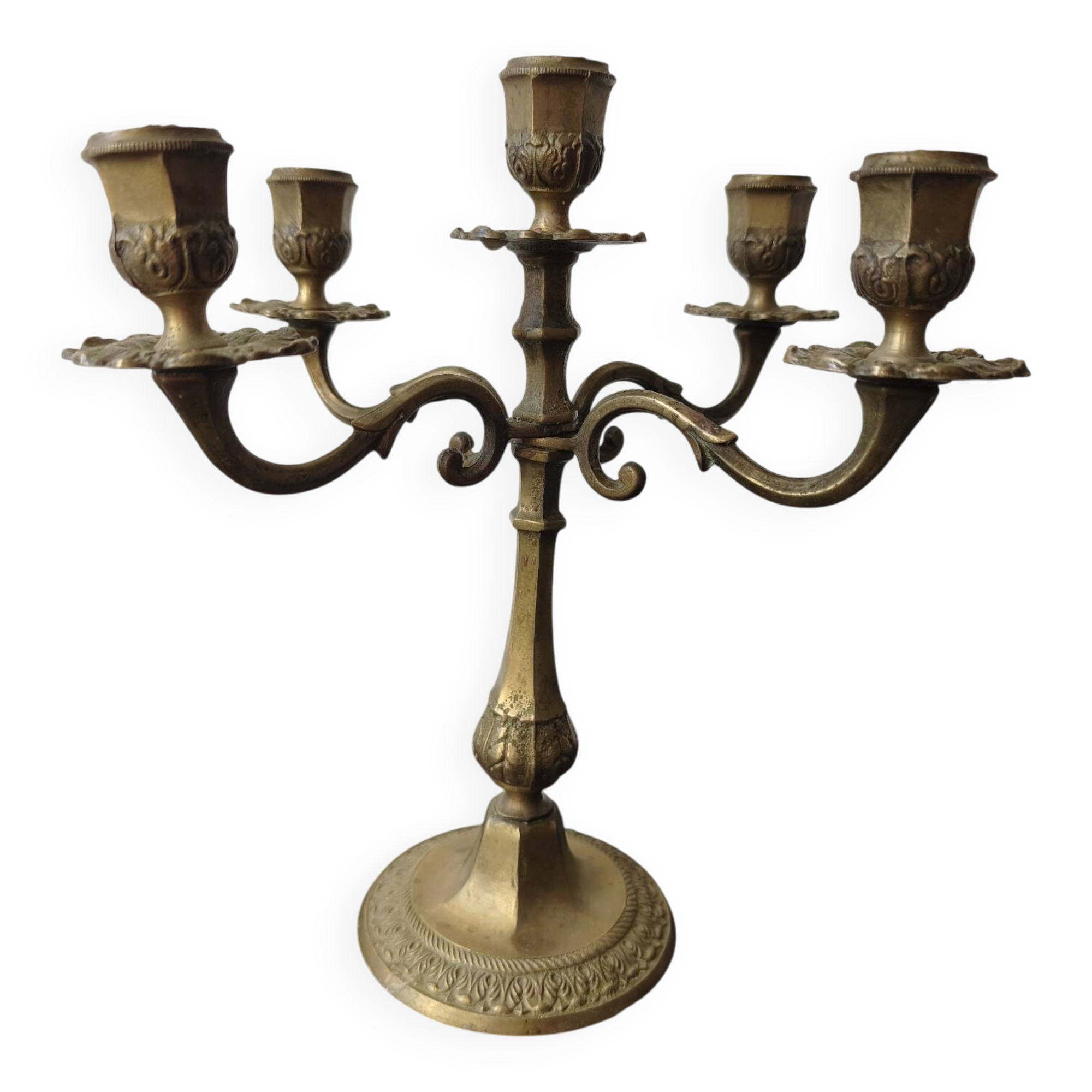 Five-branch candlestick, brass.