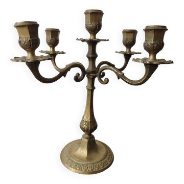 Five-branch candlestick, brass.