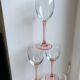 Set of 6 wine glasses with pink feet 70s