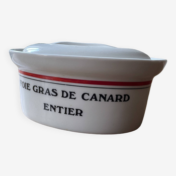 Petite terrine à foie gras, en porcelaine à feu - ancienne, vintage