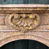 Impressive Napoleon III fireplace in violet brocatelle marble from Spain, circa 1880.