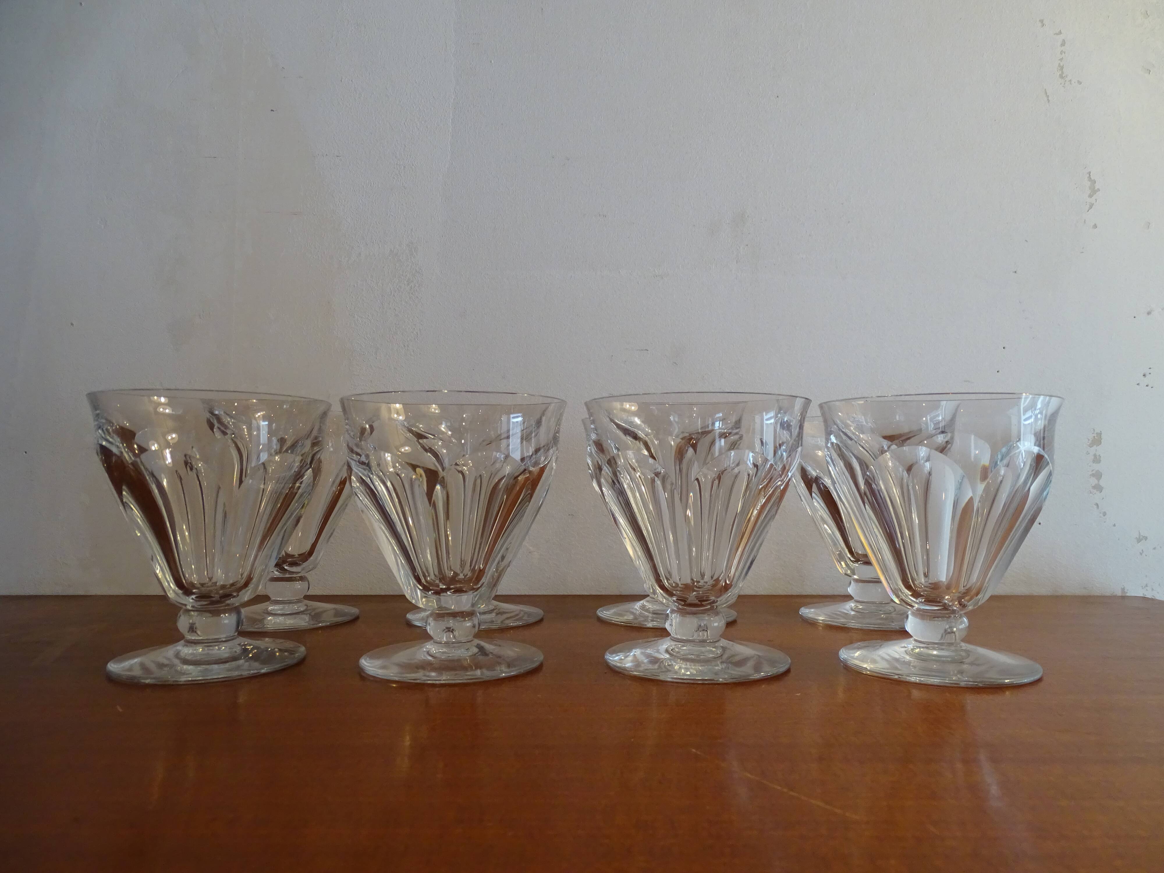 8 Baccarat Talleyrand crystal water glasses signed