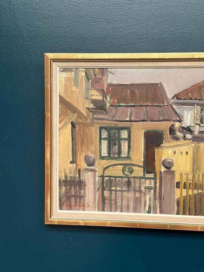 Huile sur toile originale suédoise – « Rue urbaine » par Gunnar Svensson