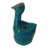 Brutalist Zoomorphic Bird Ceramic Flower Vase Signed NICOLE
