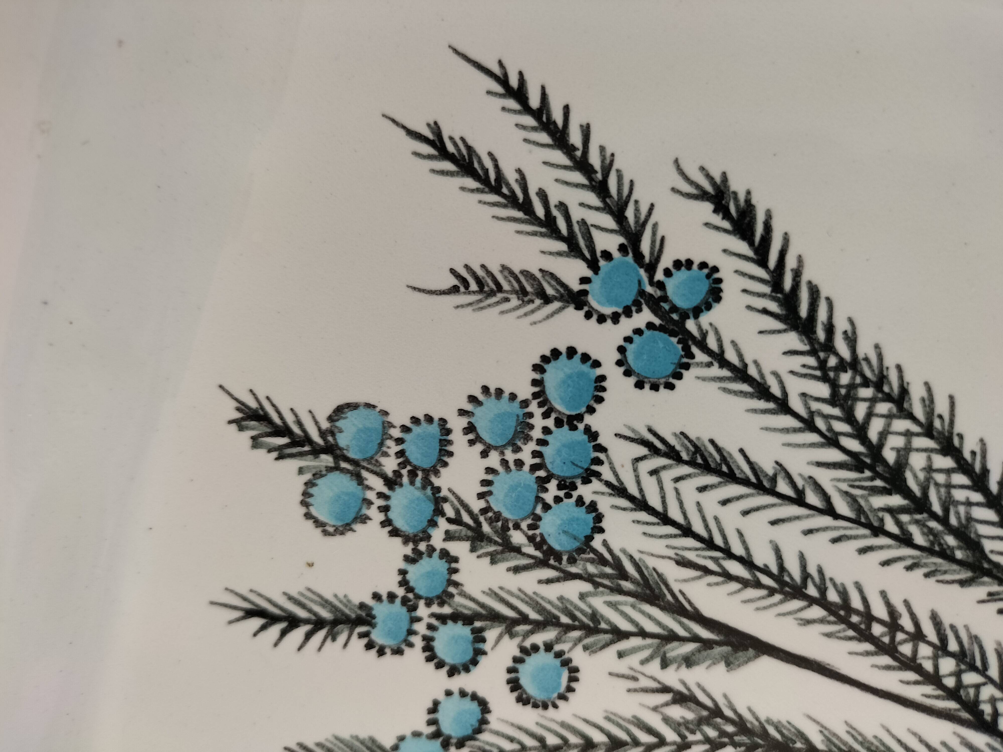 Trio of square Deruta plates signed MARI E.C., botanical decoration 962.21