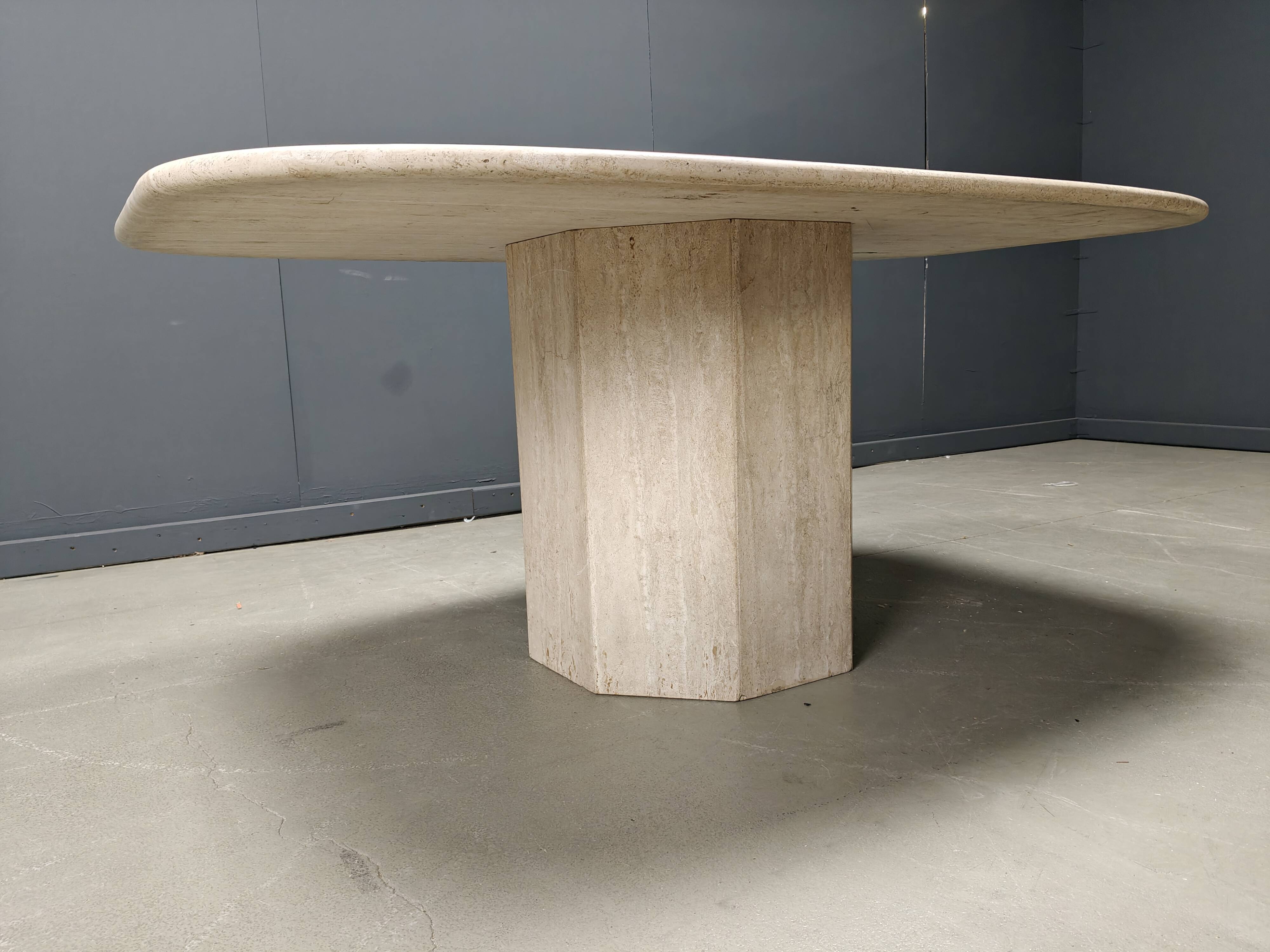 Vintage travertine dining table, 1970s
