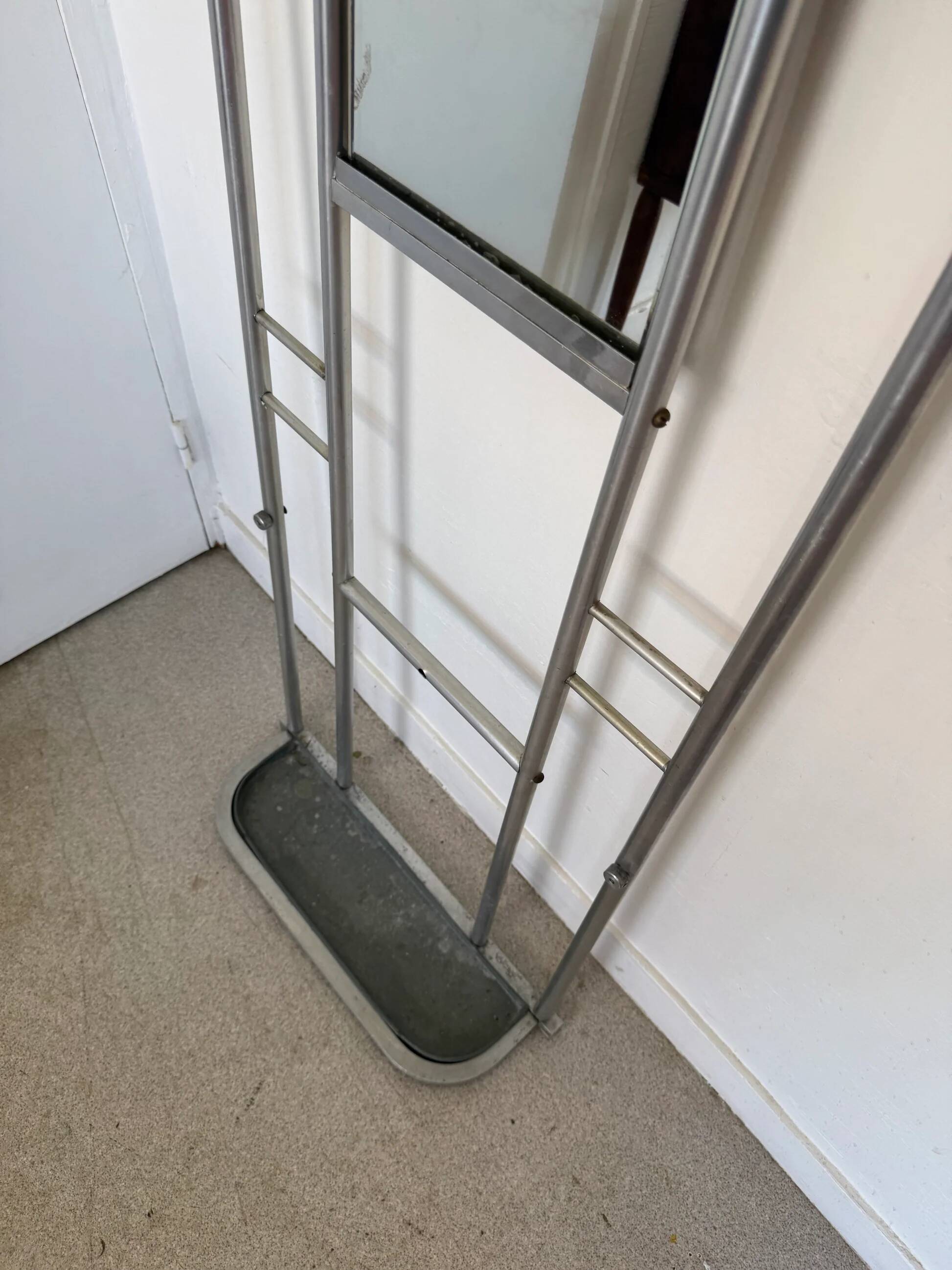 Vintage brushed aluminium coat rack from the 1950s.