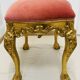 Louis XV Rococo style stool in gilded wood – pink seat – 20th century