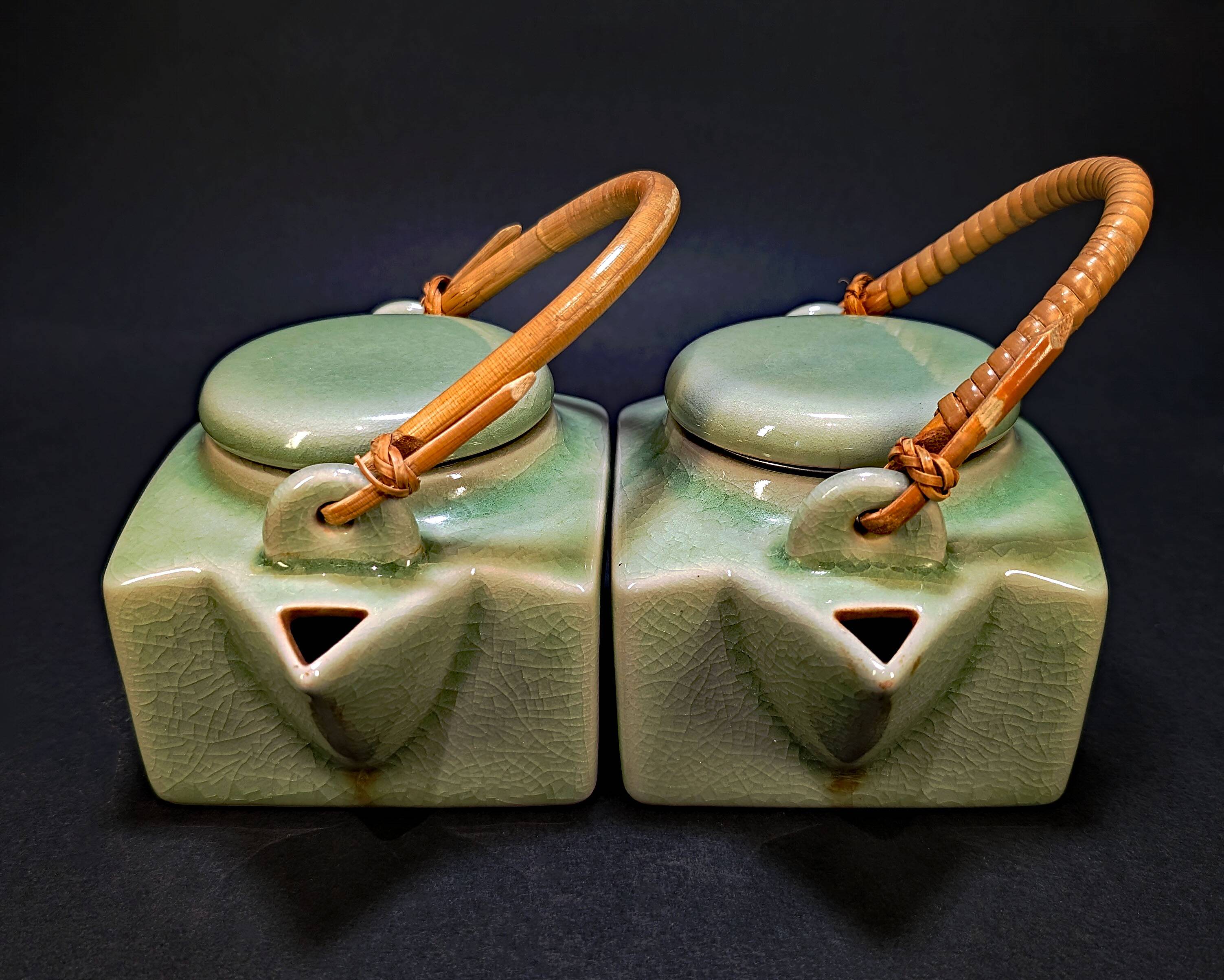 Pair of Thai celadon teapots, Chiang Mai 90s
