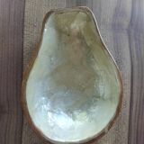 Vintage cup / storage compartment in wood and mother-of-pearl, pear-shaped