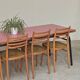 Large canteen table in pink formica and metal.