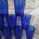 9 antique cobalt blue water glasses