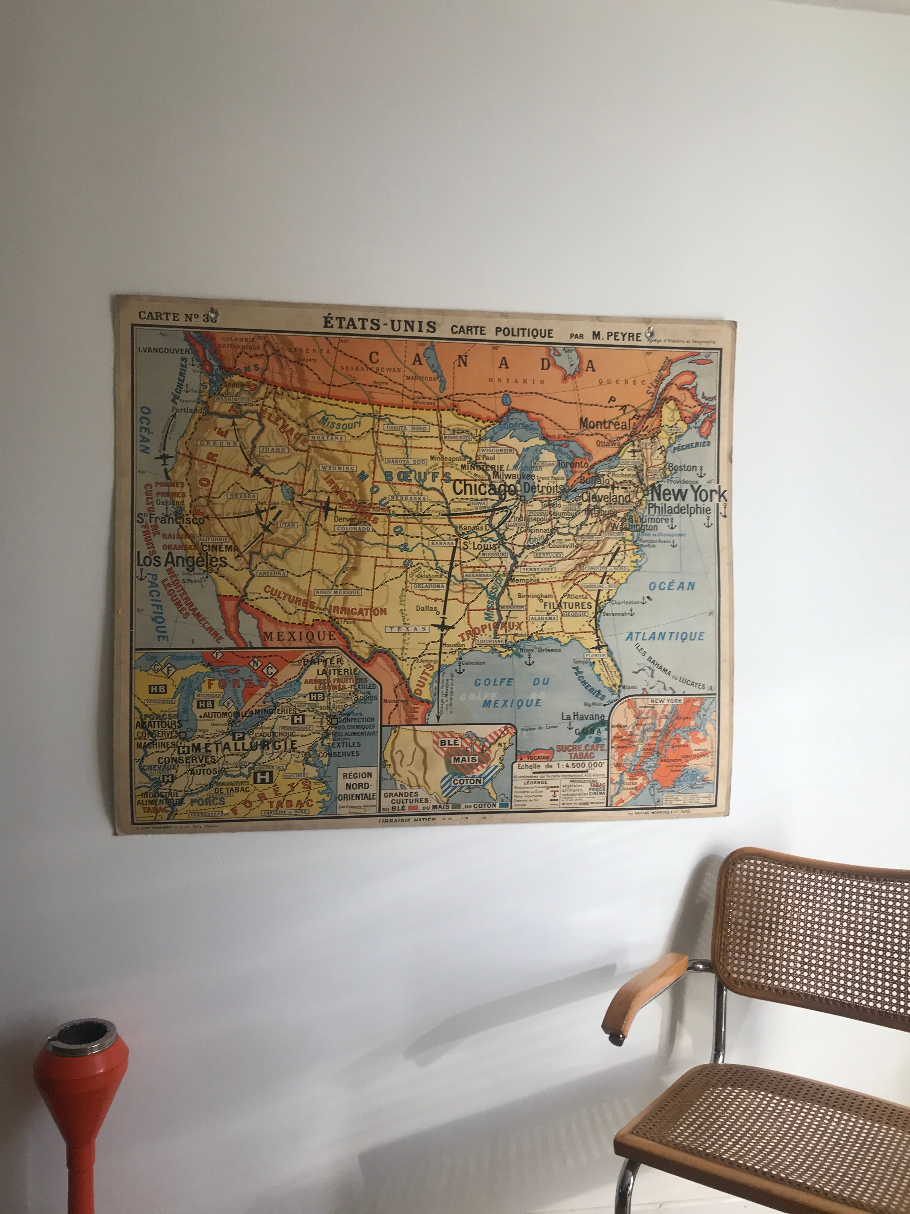 Vintage school map United States N°33 Editions Hatier by M.Peyre