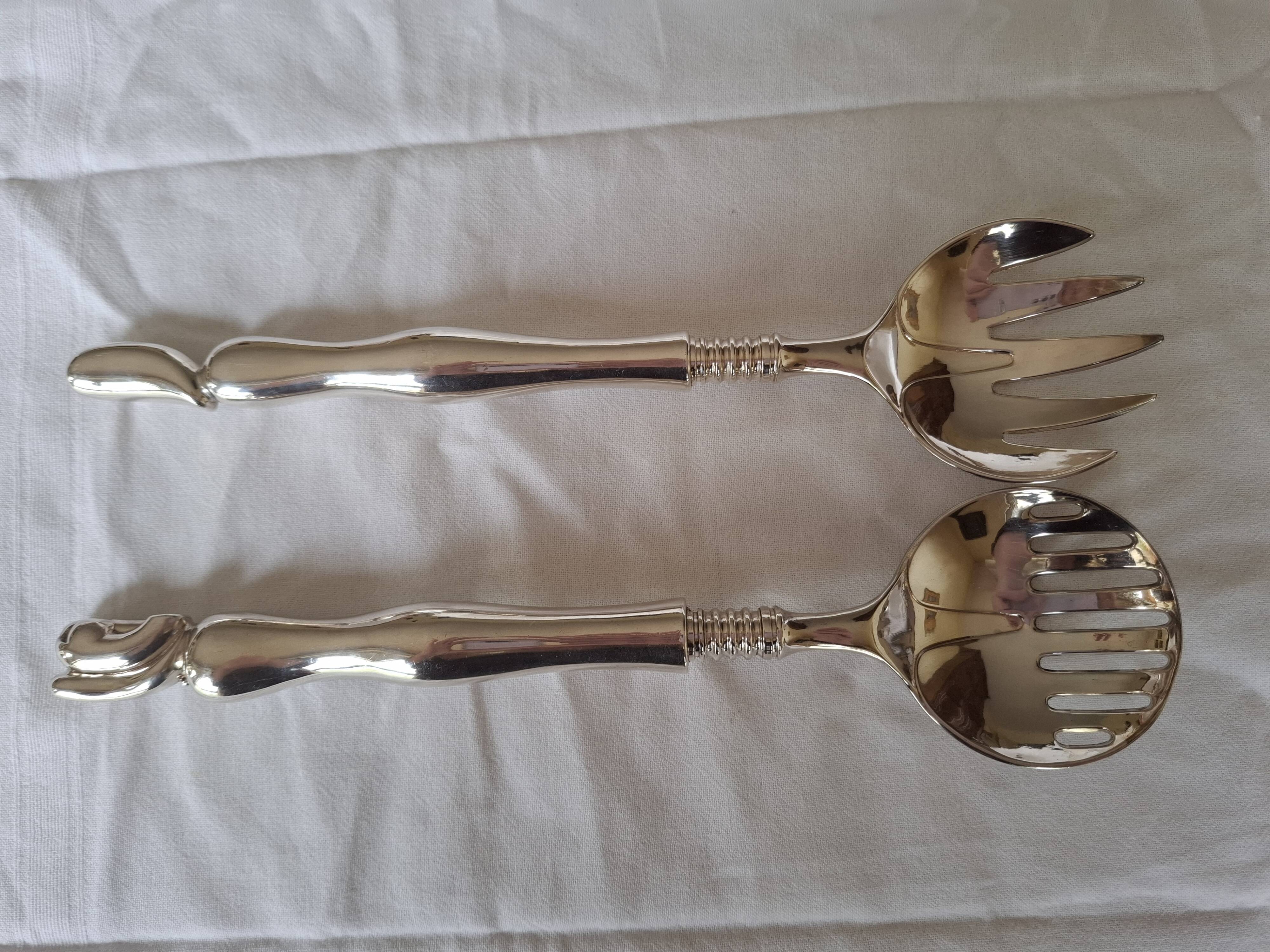 5 silver-plated metal service cutlery by the sculptor Miguel Berrocal