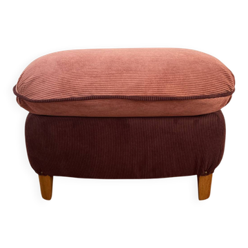 Vintage seat / pouffe in pink and violet corduroy velvet