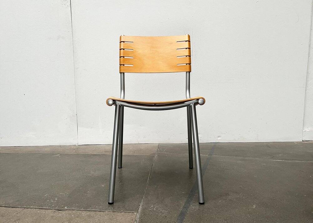 Postmodern chair in metal and wood by Ruud Jan Kokke for Harvink, 1990s.