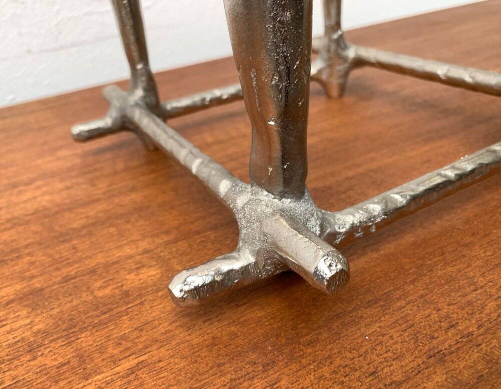Brutalist sculptural cast aluminium candlestick Danish