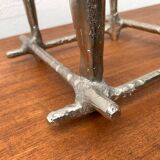 Brutalist sculptural cast aluminium candlestick Danish