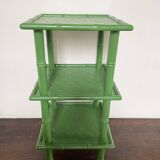 Table with 3 wood and bamboo trays