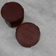 Pair of 2 round side tables in wood with metal, Belgium ca. 1980