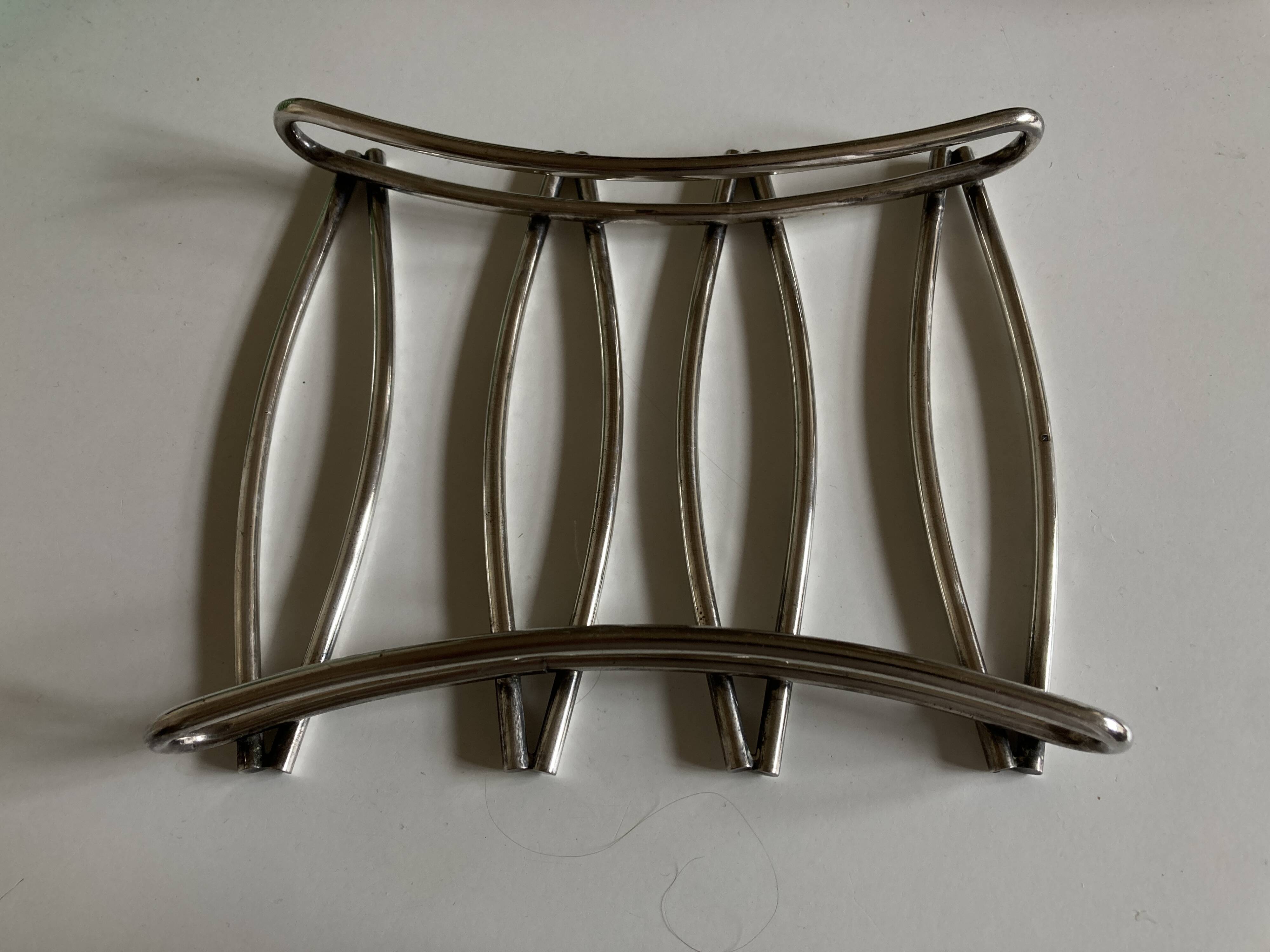 Modernist silver-plated metal trivet, hallmarked 1960
