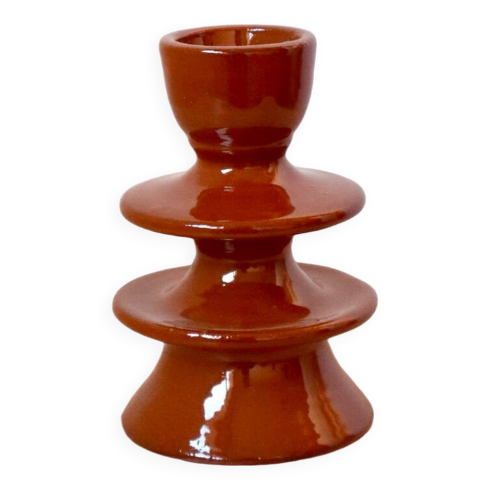 Modern brown colored ceramic candle holder