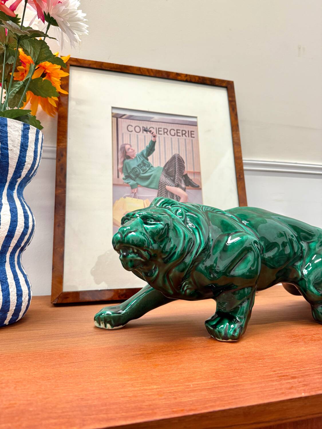 Céramique lion vert