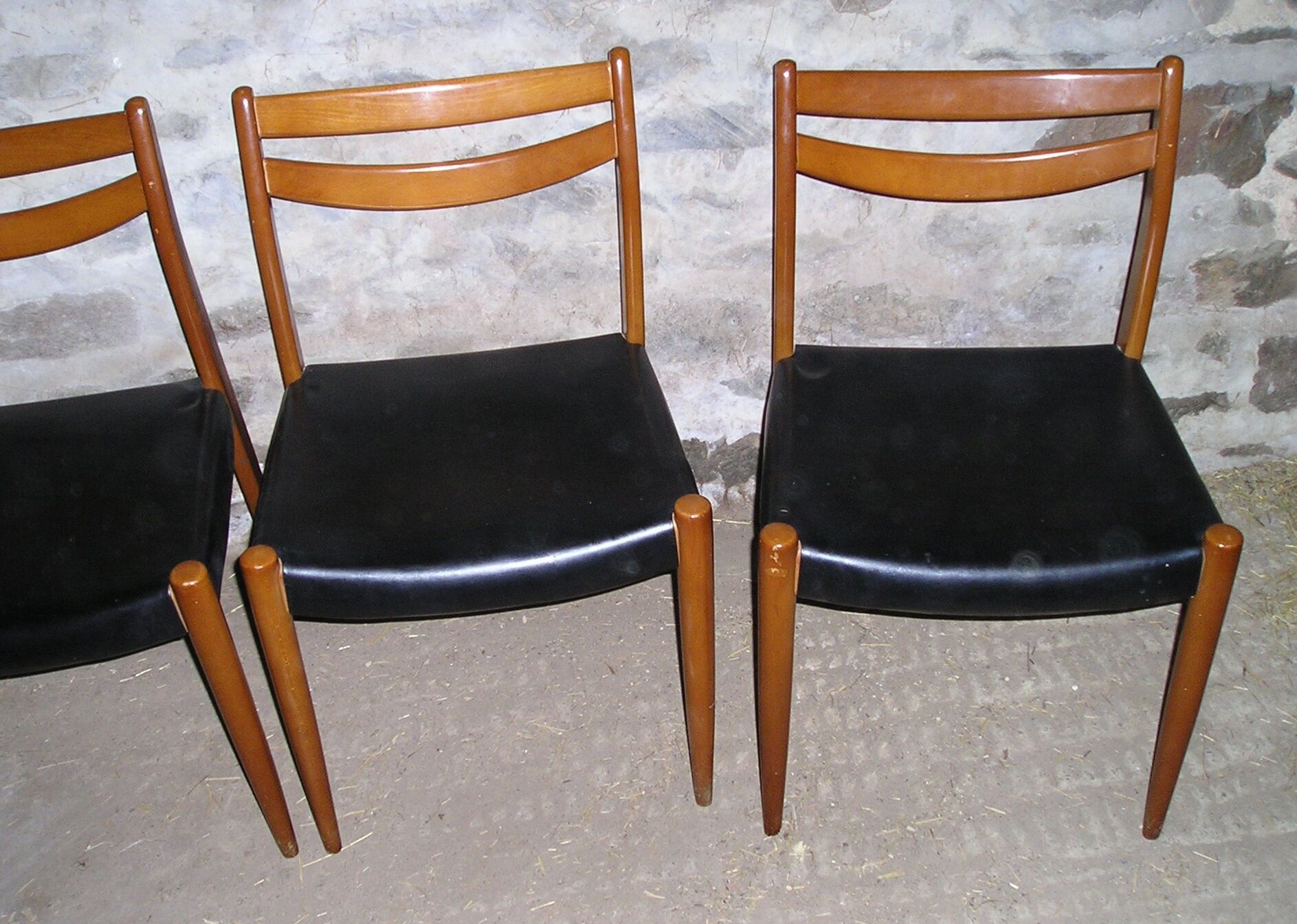 Scandinavian wood and leather chairs