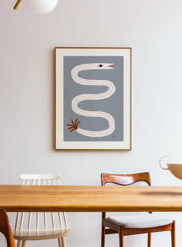 Affiche murale serpent rayé minimaliste 30cmX40cm