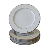 Set of 6 dessert plates from Guy Dégrène model "Galon Platine" in