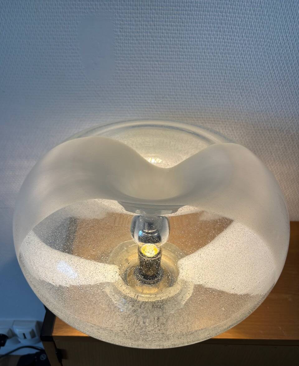 Mazzega Lampe Murano  Verre Puliginiso et inox 1971