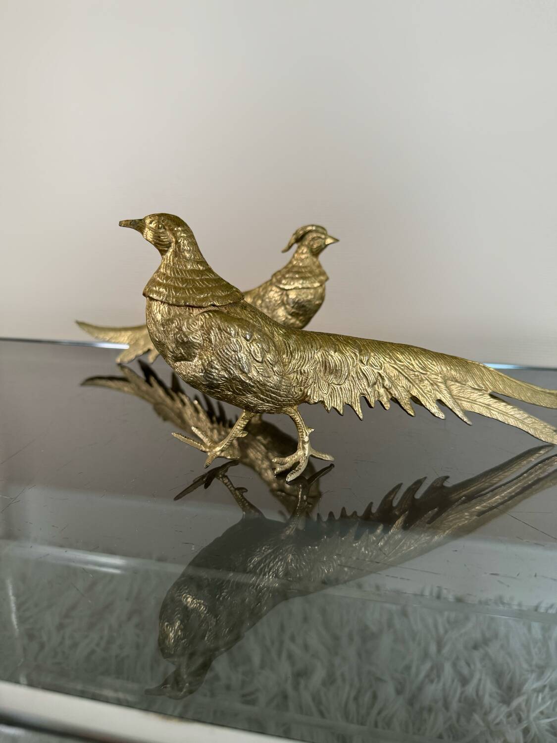 Decorative brass pheasants from the 70s (X2)