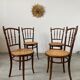 4 anciennes chaises de bistrot début 19 eme Josef Hoffmann bois cannage