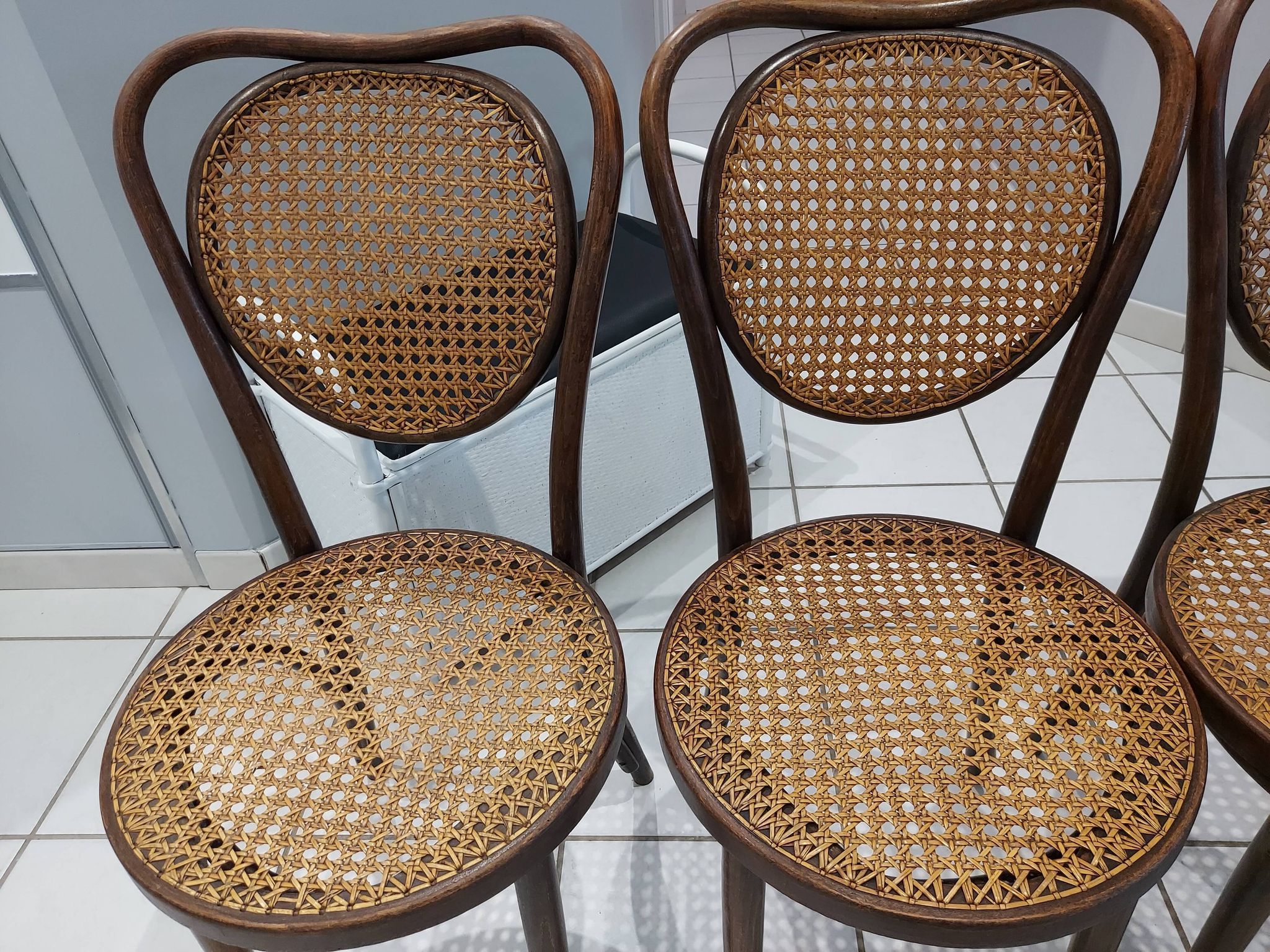Suite of 4 chairs Bistrot cannage ZMP Radomsko for Thonet 1950s