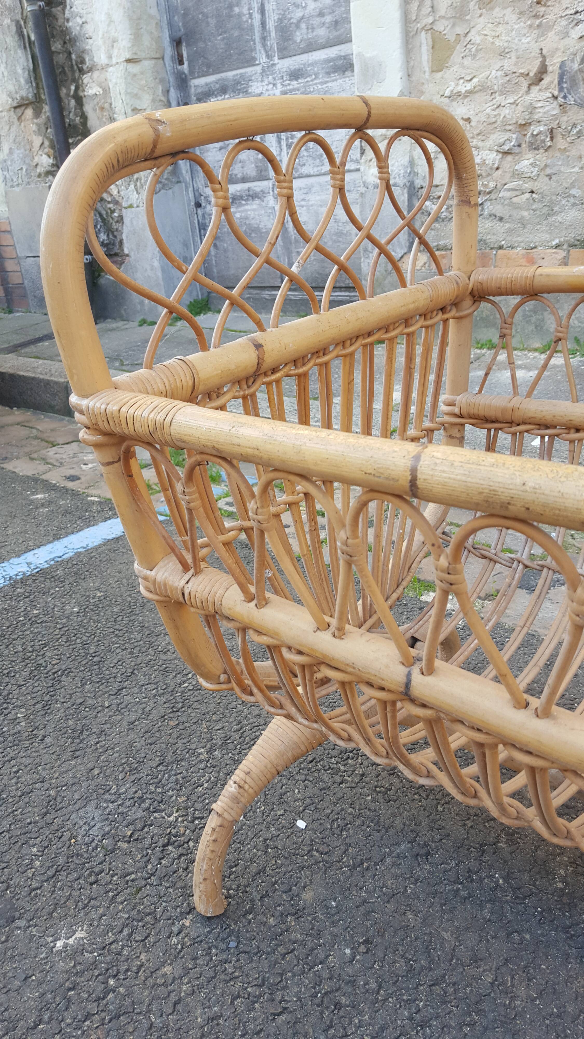 Rattan and bamboo child bed