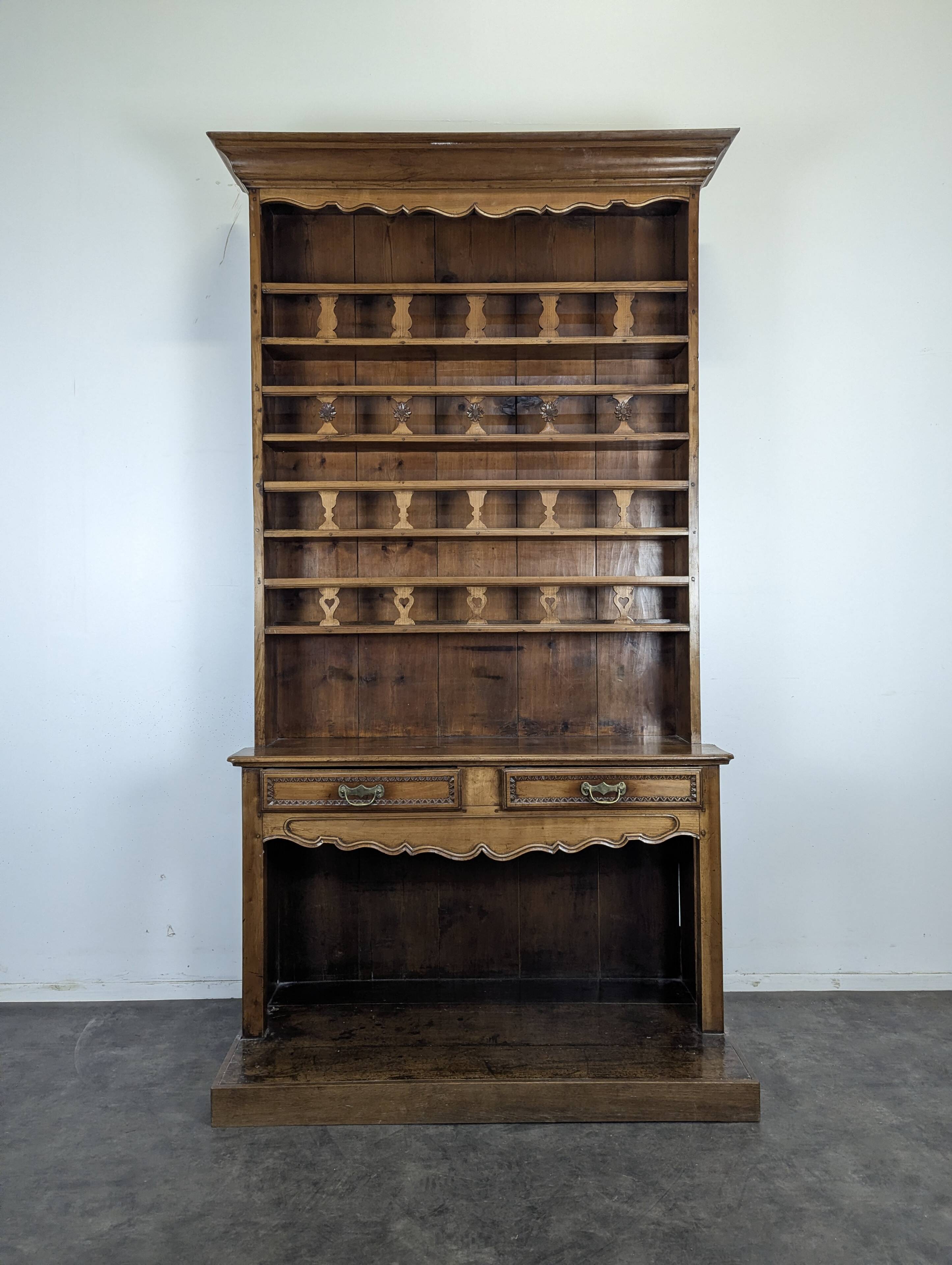 Cherry wood draining dresser with two drawers